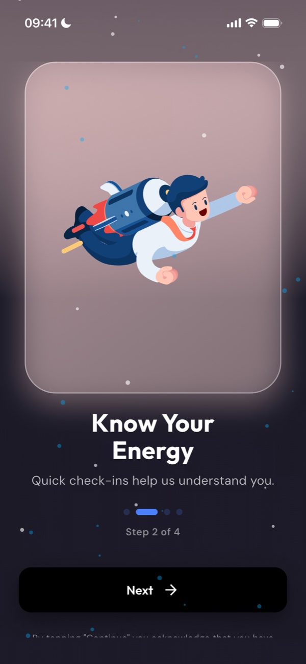 Onboarding: know your energy with quick daily check-ins